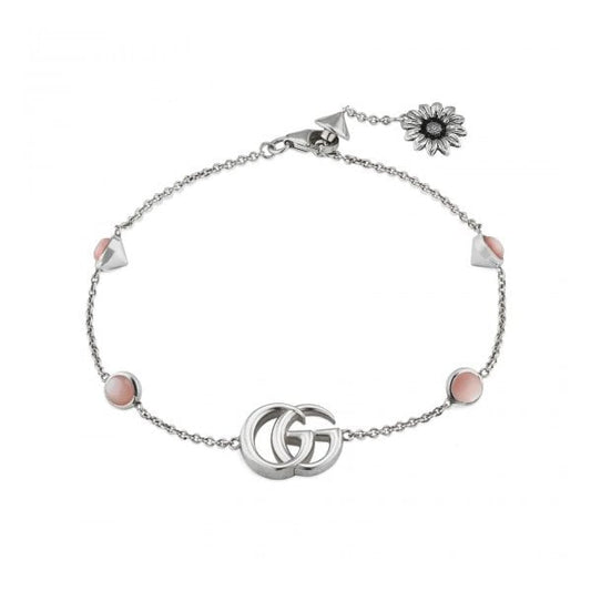 GG Marmont Floral Bracelet Shiny Aged Silver 17cm