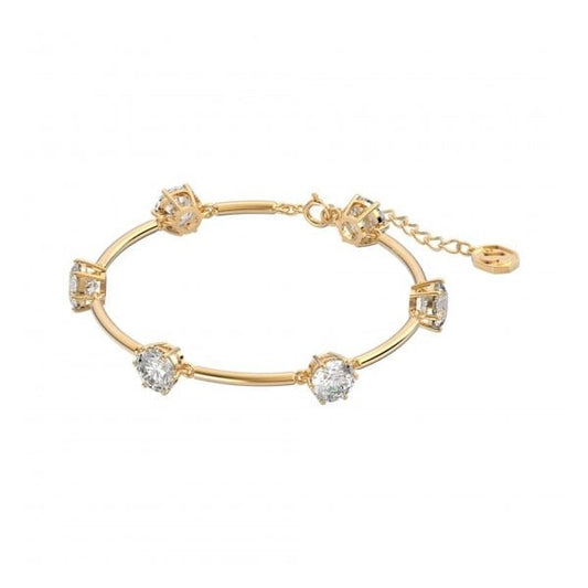 Constella bracelet, White, Gold-tone plated