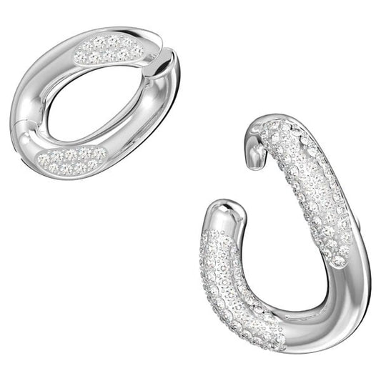 Dextera ear cuff Single, Set, White, Rhodium plate