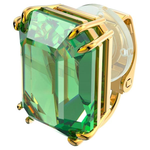 Millenia clip earring Single, Green, Gold-tone