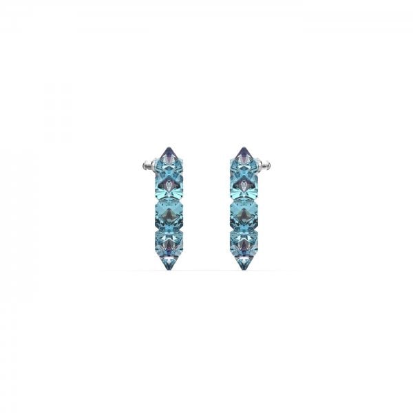 Chroma hoop earrings Blue, Rhodium plated