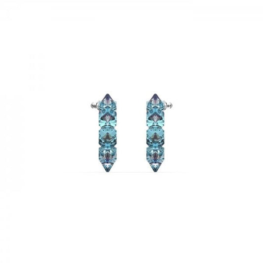 Chroma hoop earrings Blue, Rhodium plated