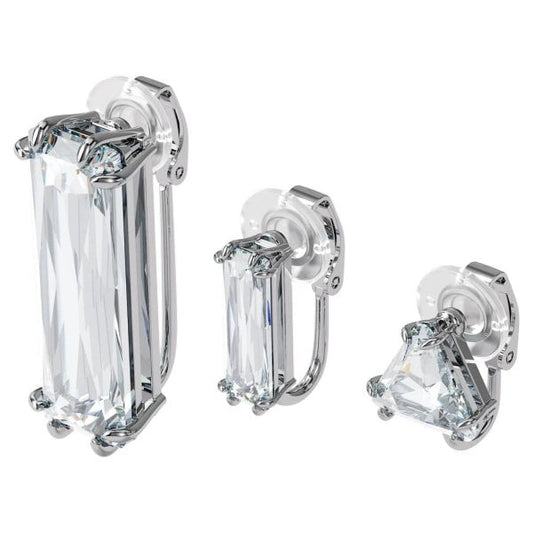 Mesmera clip earring White, Rhodium plated