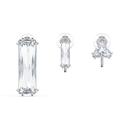 Mesmera clip earring White, Rhodium plated