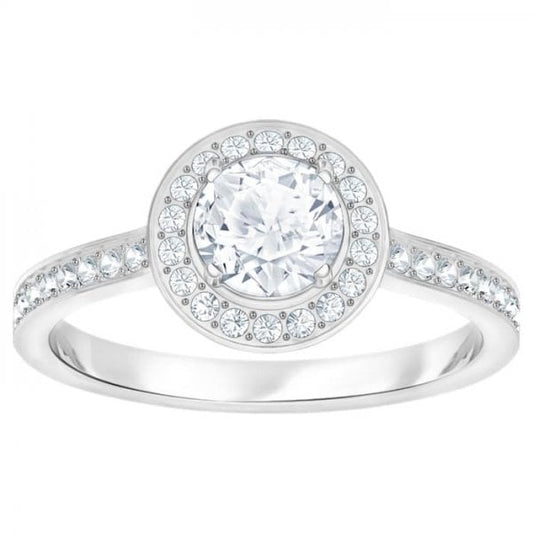 Angelic ring Round, White, Rhodium plated -SIZE 58
