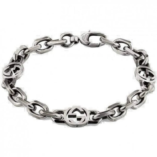 Interlocking G Sterling Silver Chain Bracelet 16cm