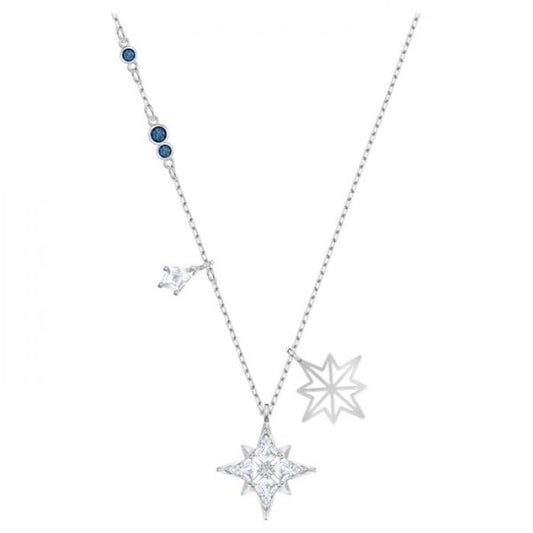 Symbolic Pendant Star, White, Rhodium plated