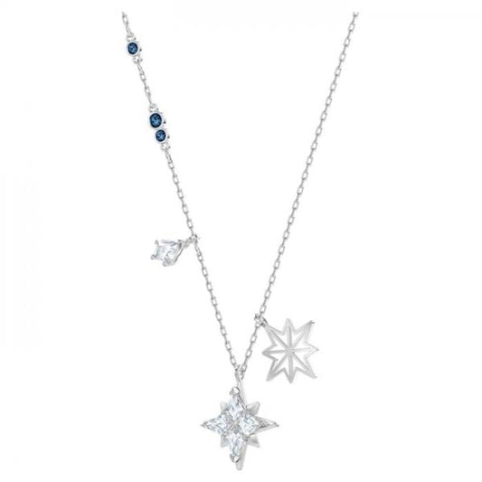 Symbolic Pendant Star, White, Rhodium plated