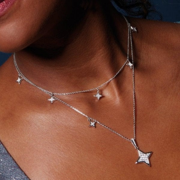 Empire Astoria Starburst Cubic Zirconia Stars 17" Necklace