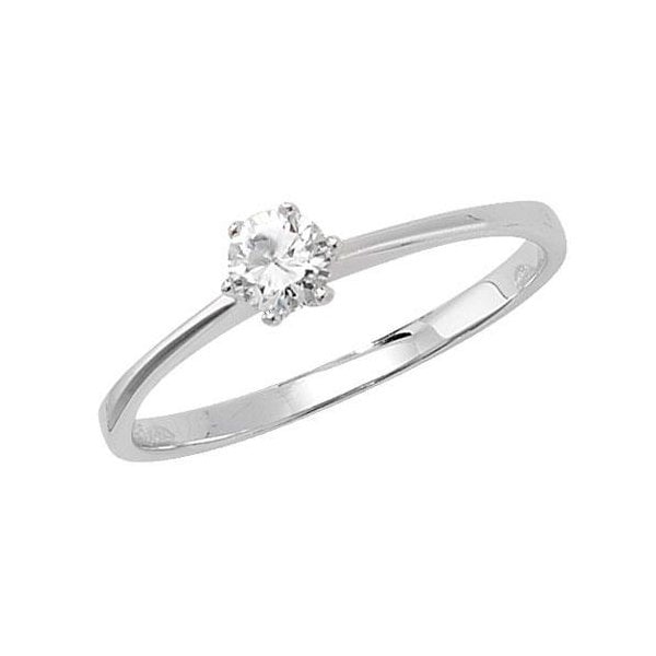 SILVER LADIES' SOLITAIRE CZ RING SIZE M