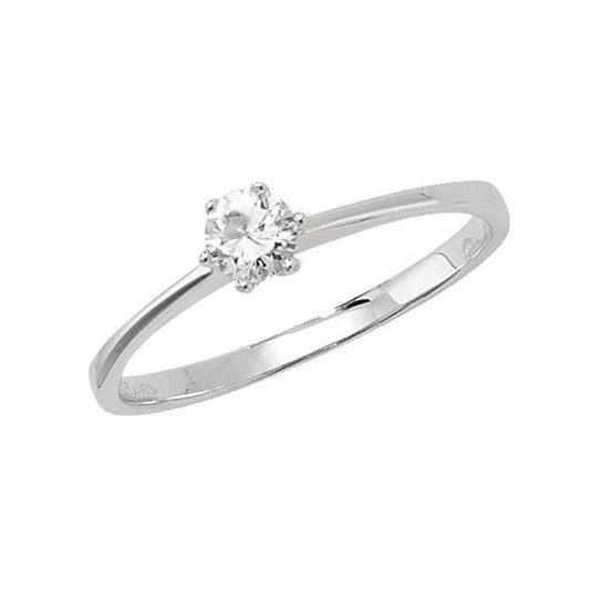 SILVER LADIES' SOLITAIRE CZ RING SIZE M