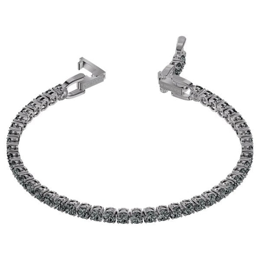 Tennis Deluxe bracelet, Round, Grey