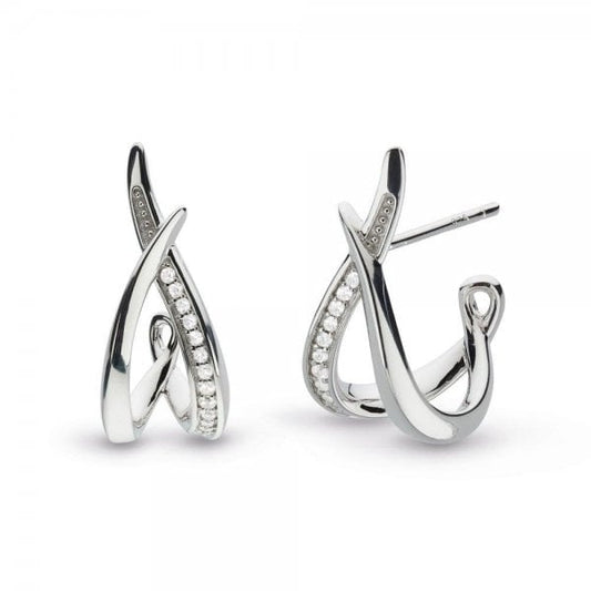 Entwine Twine Twist Cubic Zirconia Pave Hoop Earrings