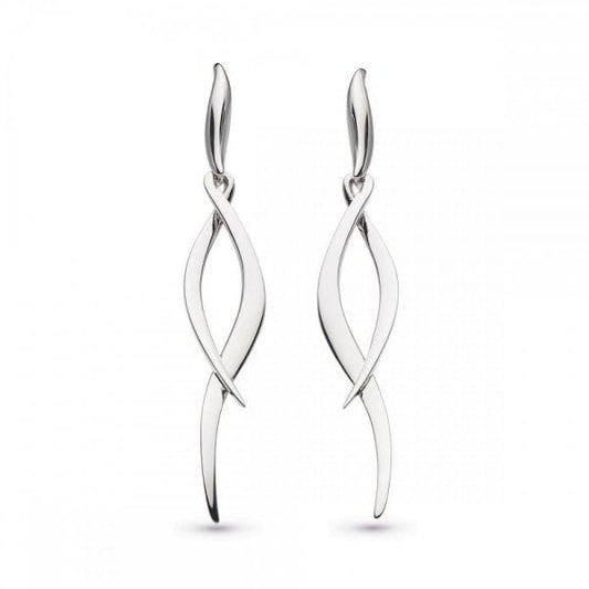 Entwine Twine Twist Rhodium Plate Drop Earrings