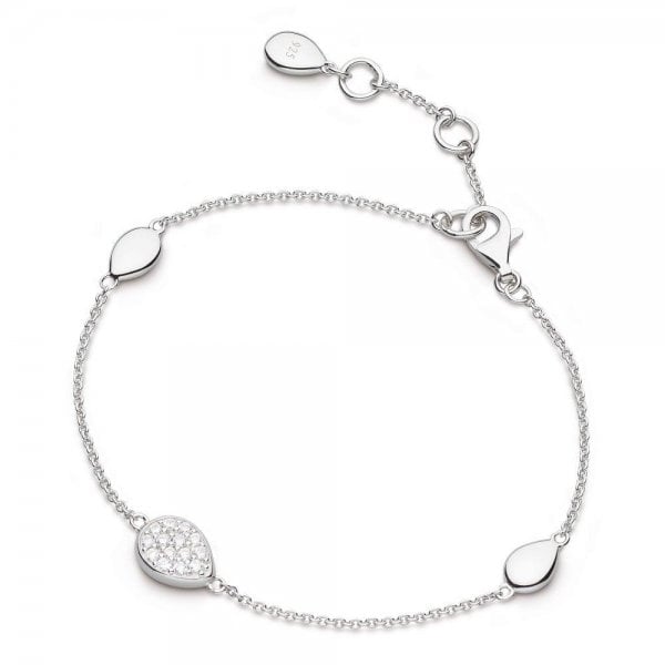 Coast Pebble Glisten Cubic Zirconia Pave Station 7.5" Bracelet