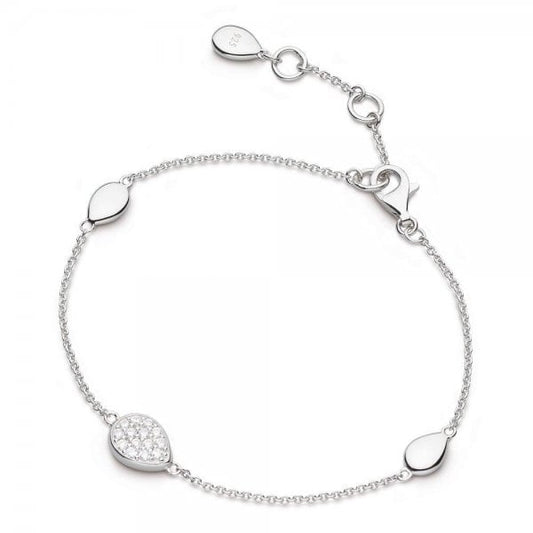 Coast Pebble Glisten Cubic Zirconia Pave Station 7.5" Bracelet