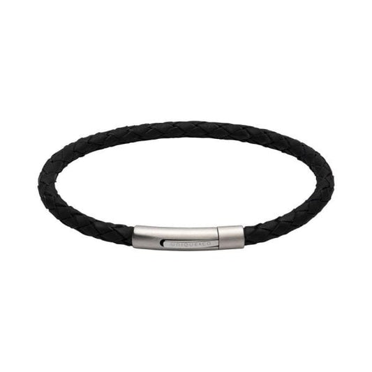 Black Leather Bracelet 19cm