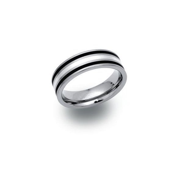 Tungsten Ring 7mm SIZE 62 - Silver & Black