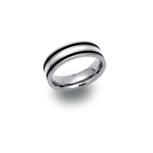 Tungsten Ring 7mm SIZE 62 - Silver & Black