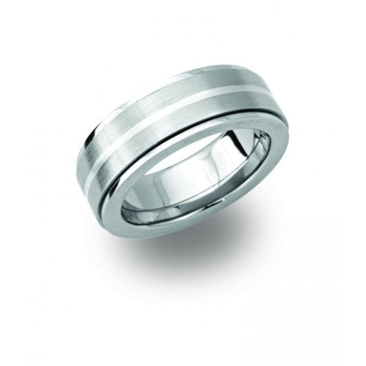 Stainless Steel Ring with Silver - SIZE 66