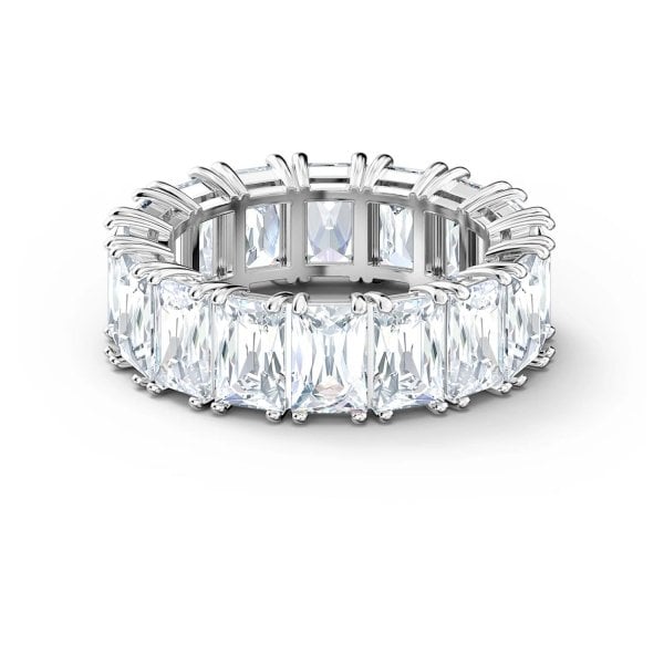 Vittore wide ring White, Rhodium plated S55