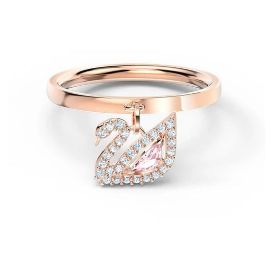 Dazzling Swan ring Pink, Rose-gold tone plated S50