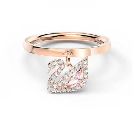 Dazzling Swan ring Pink, Rose-gold tone plated S52