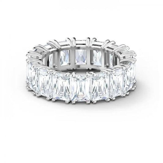 Vittore wide ring White, Rhodium plated S50