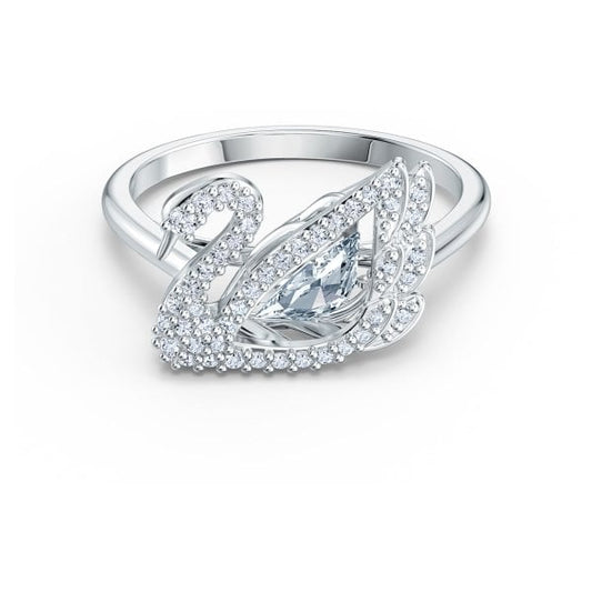 Dancing Swan ring White, Rhodium plated S60