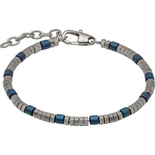 Stainless Steel Bracelet with Blue Hematite