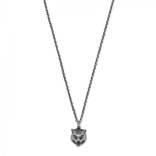 Aged Sterling Silver Gatto Feline Necklace 60cm