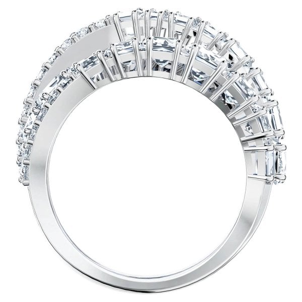 Twist Wrap ring White, Rhodium plated Size 58