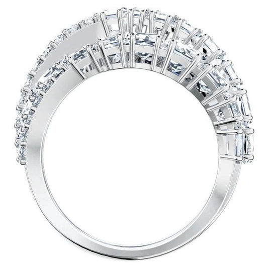Twist Wrap ring White, Rhodium plated Size 58