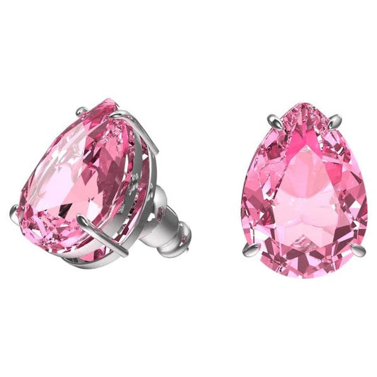 Gema Stud Earrings Pink, Rhodium plated