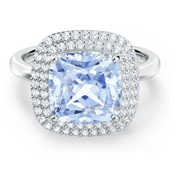 Angelic Ring Blue, Rhodium plated Size 50