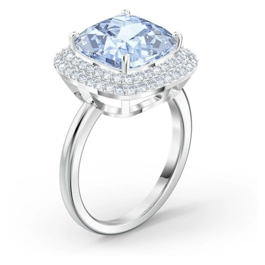 Angelic Ring Blue, Rhodium plated Size 50