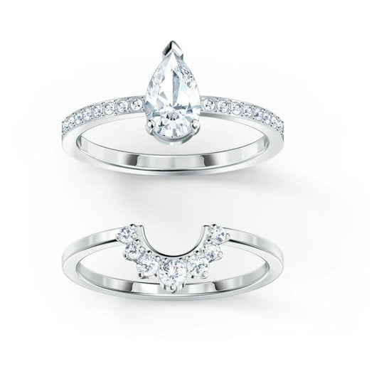 Attract ring Set (2), Pear cut crystal Size 50