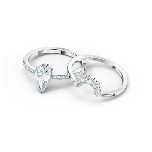 Attract ring Set (2), Pear cut crystal Size 50