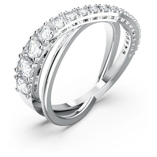 Twist ring White, Rhodium plated Size 52