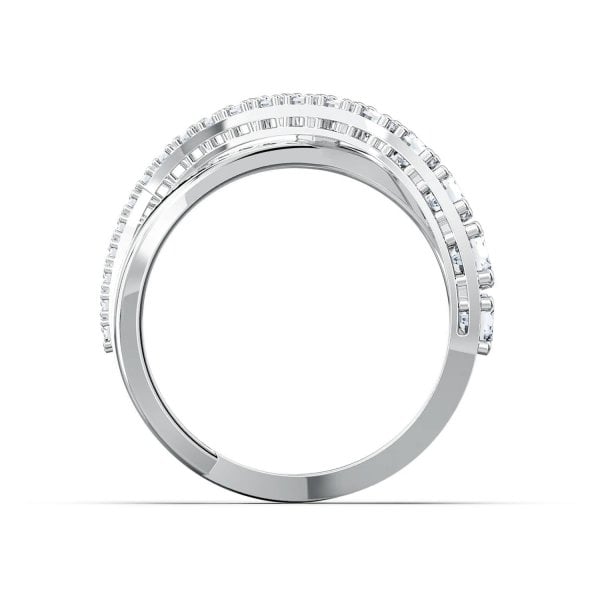 Twist ring White, Rhodium plated Size 52