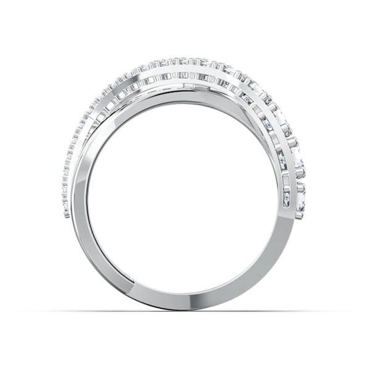 Twist ring White, Rhodium plated Size 52