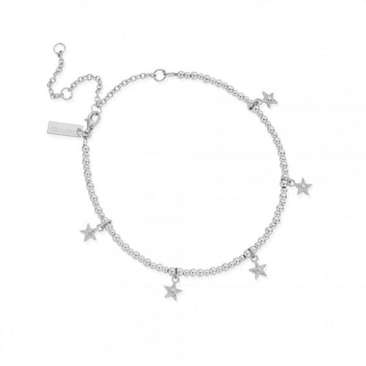 Sterling Silver Mini Cute Multi Star Anklet
