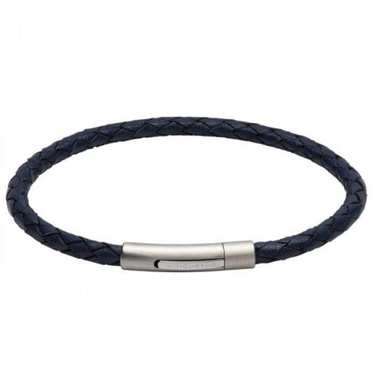 Blue Leather Bracelet 21cm
