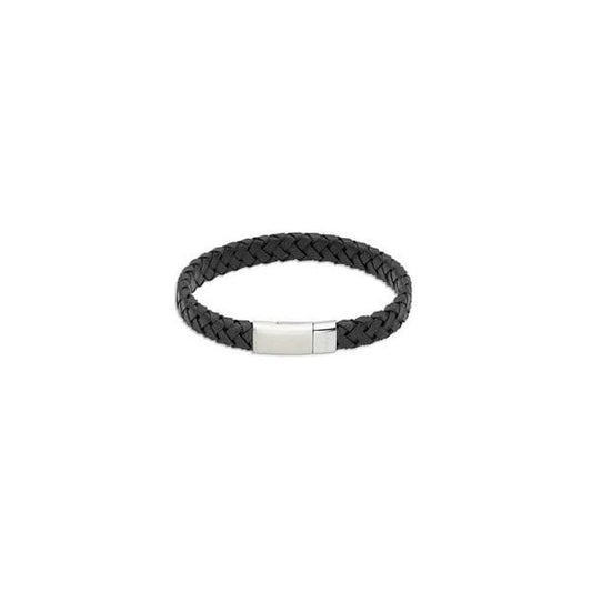 Leather bracelet with steel clasp