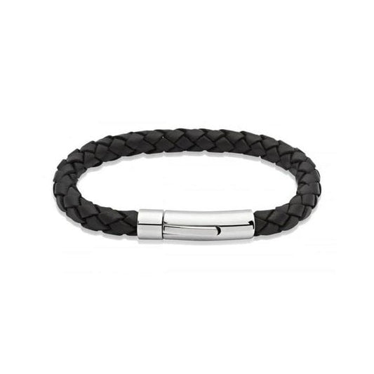Black Leather Bracelet 21cm