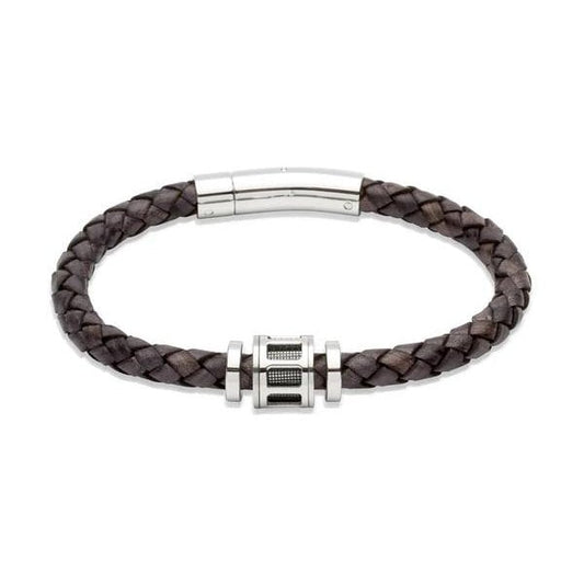 Leather bracelet with steel