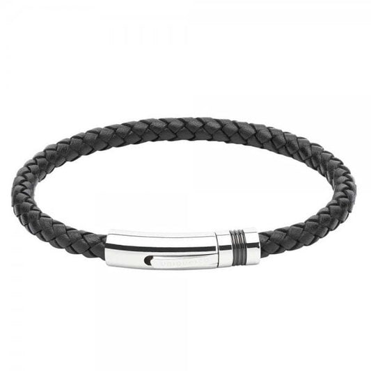 Leather bracelet with steel clasp