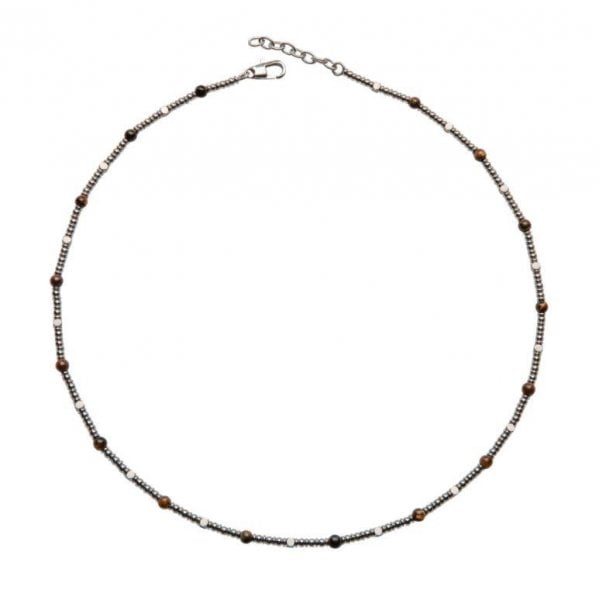 Steel Necklace with Brown Tiger Eye