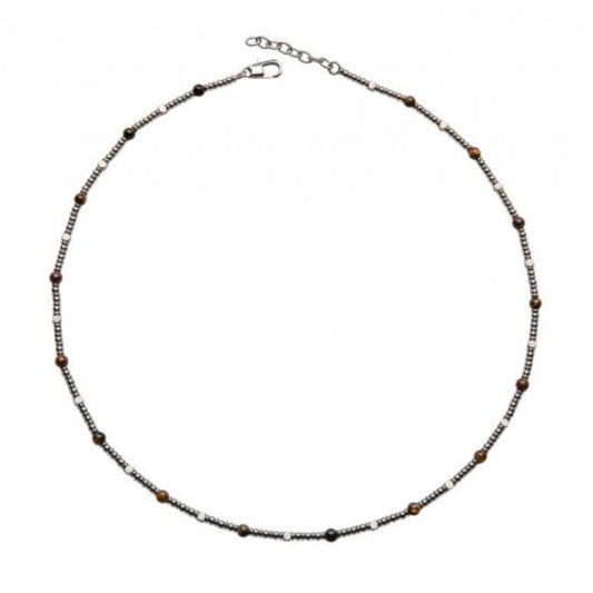 Steel Necklace with Brown Tiger Eye