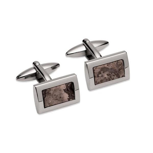 Steel Cufflinks with Grey Stone